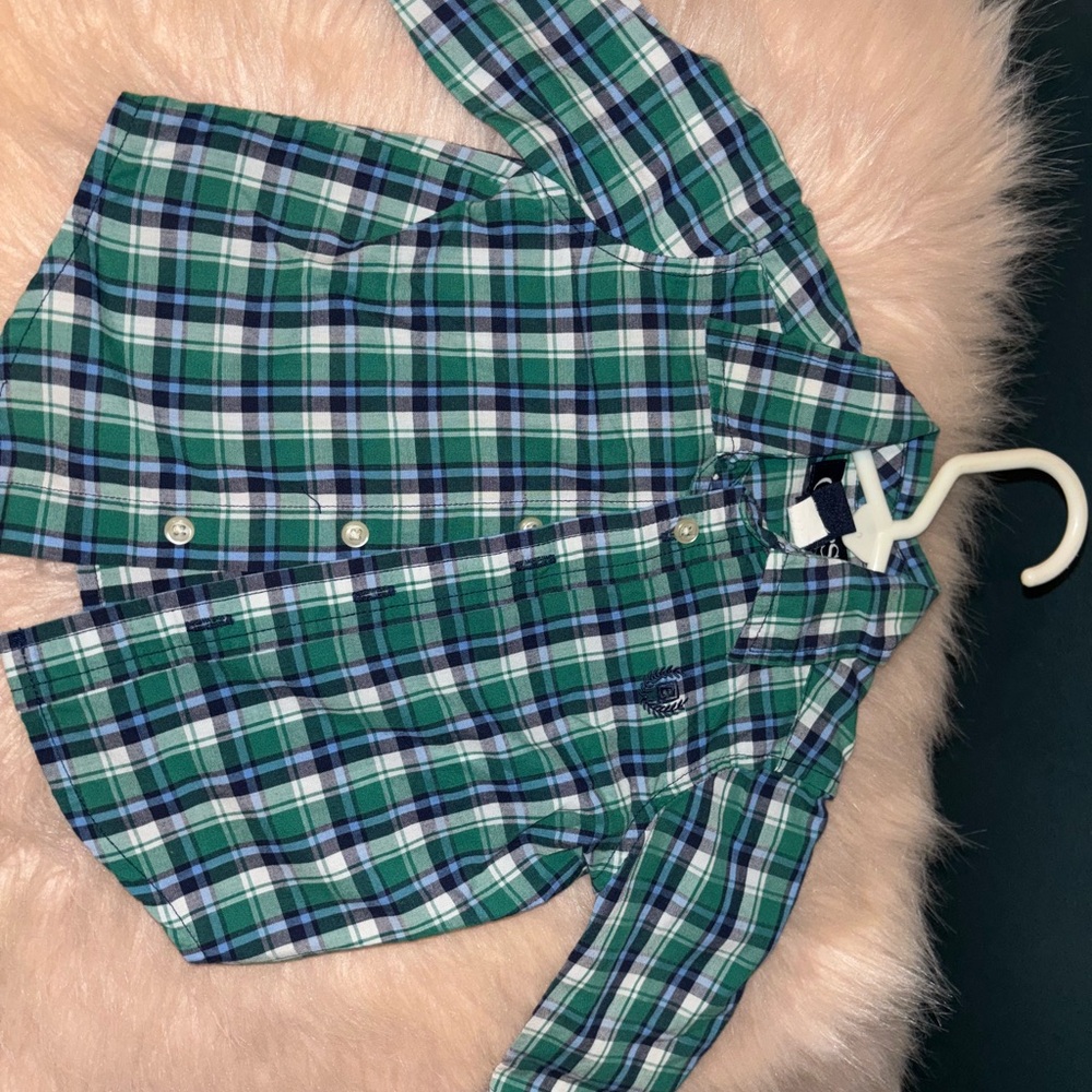 Chaps Green and Blue Plaid Shirt